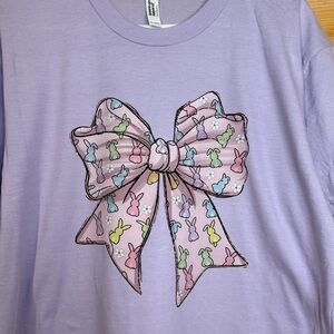 American Apparel Lavender Tee with Pink Bunny-Print Bow